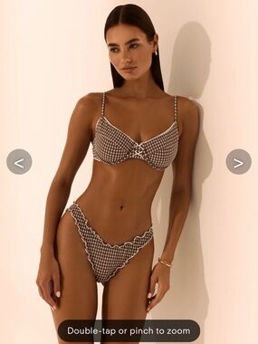 Brown Gingham Ruffle Bikini Set - Sanori Swim